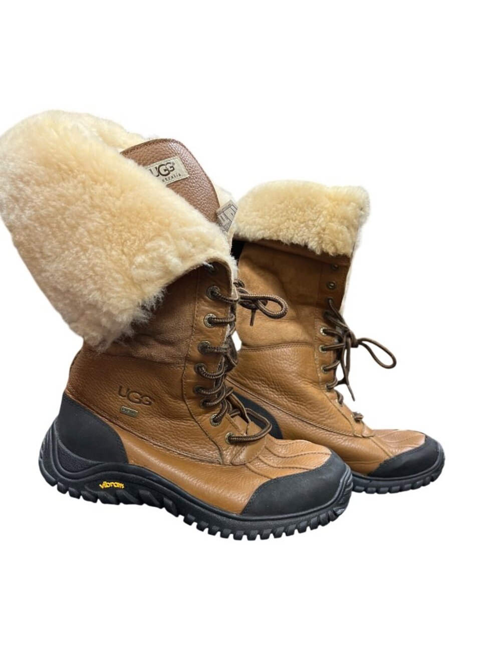 Ugg Adirondack wms sheeplined fur leather brown below knee boots sz 9.5 SKU10674 - Picture 16 of 16